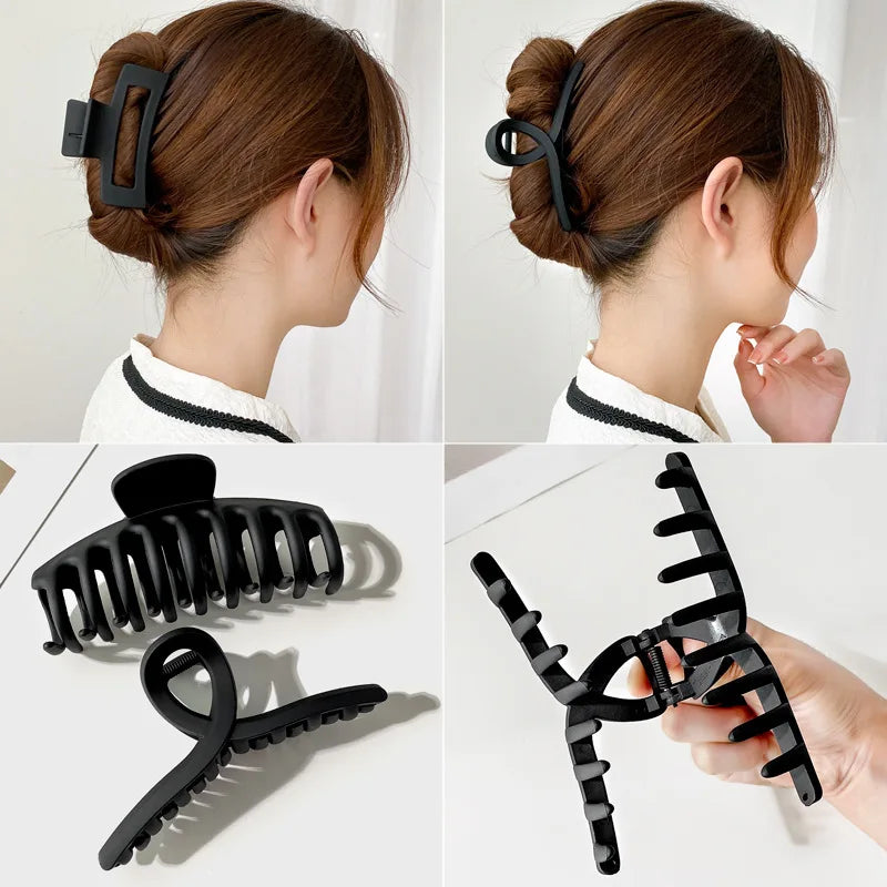 Black Geometric Plastic Hair Claw