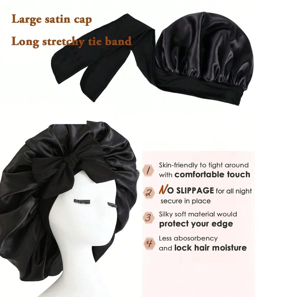 Adjustable Satin Bonnet Silk Bonnet